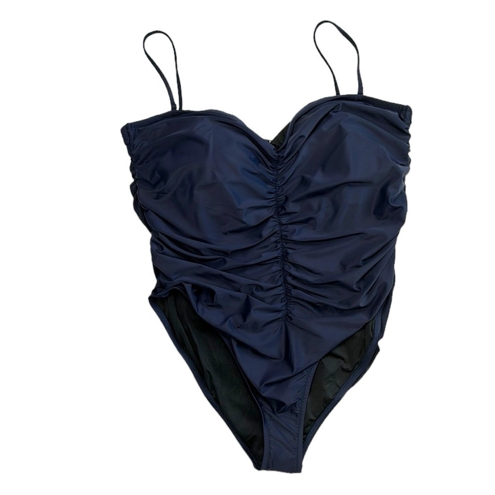J. Crew Ruched Sweetheart One Piece Swimsuit Women's Plus 22 Navy Blue New BF176 - Picture 2 of 14